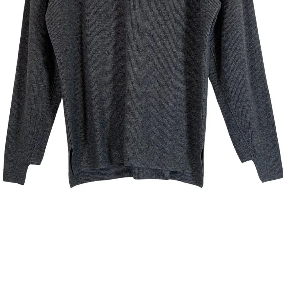 River Stone Rib Knit Crewneck Sweater In Charcoal Gray Size Large